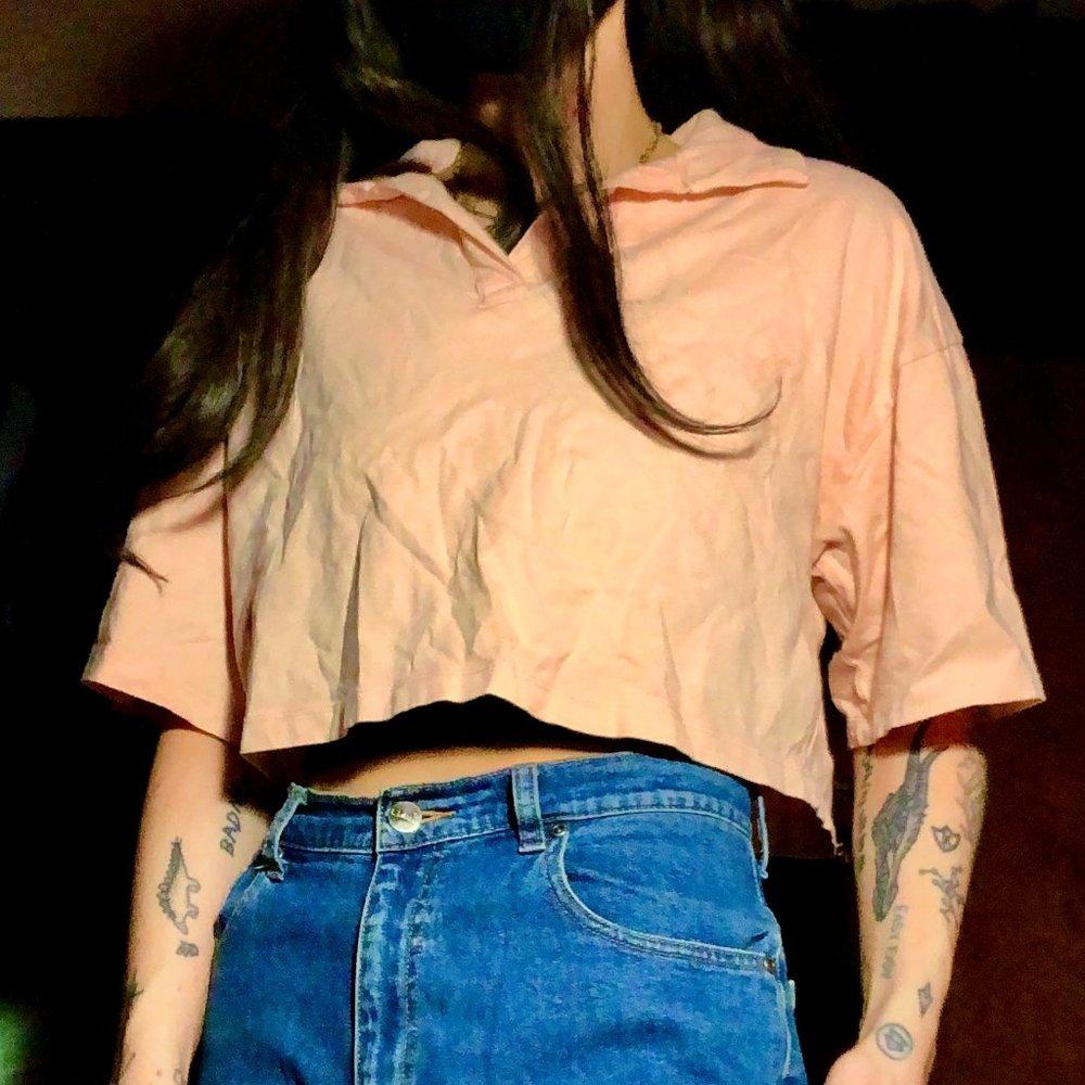 wild fable - Women's Over-Sized Collared Crop Top Polo - Women's Size Small